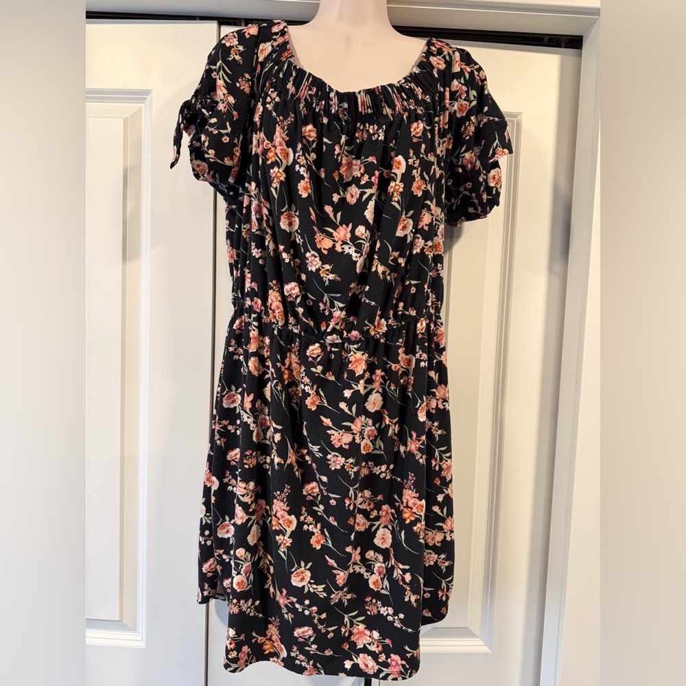 No Bo No Boundaries black floral off shoulder sun dress juniors 21 3X